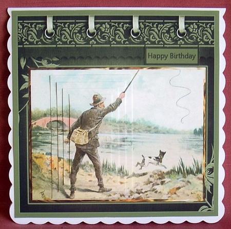 Fly Fishing Card with Pyramid Layers by Joyce Watson