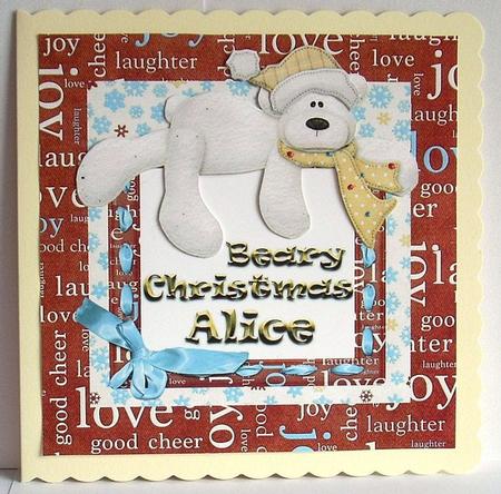 Beary Christmas Alice with Decoupage by Joyce Watson