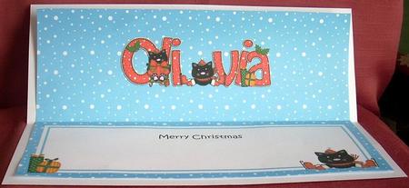 Large Dl Xmas Olivia Cute Little Cat Matching Insert by Joyce Watson