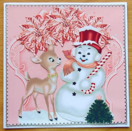 Pink Snowman and Reindeer Mini Kit by Joyce Watson