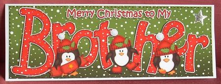 Large Dl Xmas Brother with Penguins Quick Card 3D Decoupage by Joyce Watson