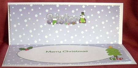 Snowman in Jacket with Tree Sister Large Dl Insert by Joyce Watson