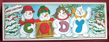 Snowmen Names Large Dl - Cody by Joyce Watson