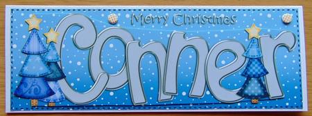 Merry Christmas Conner Xmas Trees Large Dl & 3D Decoupage by Joyce Watson