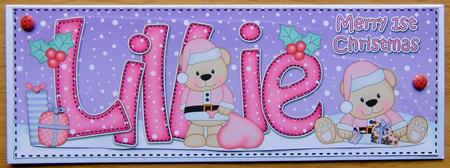 Large Dl 1st Christmas Lillie Livvy Bear 3D Decoupage by Joyce Watson