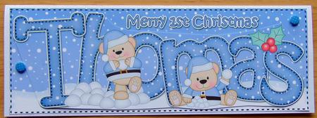 Large Dl 1st Christmas Thomas Austin Bear 3D Decoupage by Joyce Watson