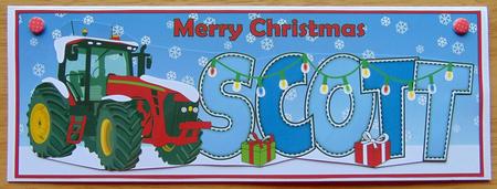 Red Christmas Tractor Scott Large Dl by Joyce Watson