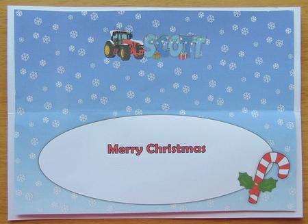 Red Christmas Tractor Scott Large Dl Insert by Joyce Watson