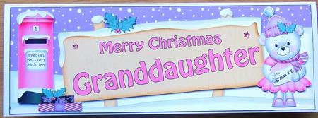 Xmas Granddaughter Teddy Signpost Lge Dl Easicut Decoupage by Joyce Watson