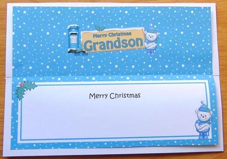 Xmas Grandson Teddy Ed Signpost Large Dl Insert by Joyce Watson