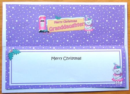 Xmas Granddaughter Teddy Signpost Lge Dl Matching Insert by Joyce Watson