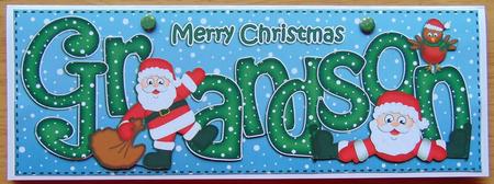 Large Dl Xmas Grandson with Santa Quick Card 3D Decoupage by Joyce Watson