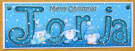 Xmas Jorja Penguins Large Dl & 3D Decoupage by Joyce Watson