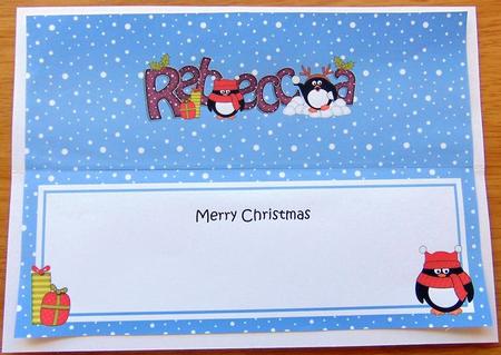 Large Dl Xmas Rebecca Pip Penguin Insert by Joyce Watson