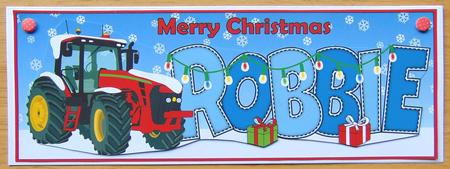 Red Christmas Tractor Robbie Large Dl by Joyce Watson
