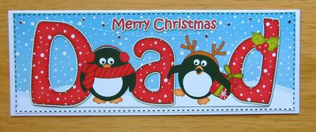 Large Dl Christmas Dad Penguins 3D Decoupage by Joyce Watson