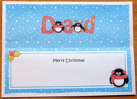 Large Dl Christmas Dad Penguins Insert by Joyce Watson