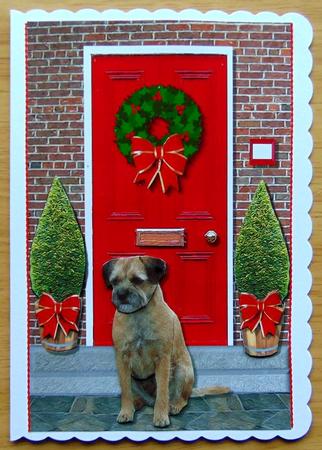 Christmas Door with Border Terrier by Joyce Watson