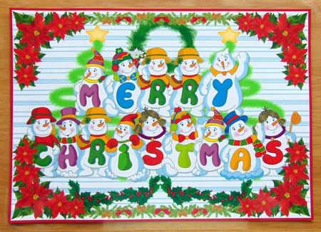 A4 Snowmen Merry Christmas by Joyce Watson