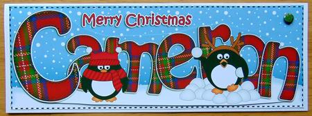 Large Dl Christmas Cameron Tartan Penguins 3D Decoupage by Joyce Watson
