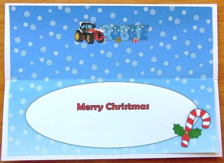 Red Christmas Tractor Robbie Large Dl Insert by Joyce Watson