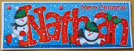 Merry Christmas Nathan Snowmen Large Dl & 3D Decoupage by Joyce Watson