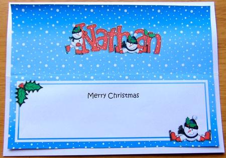 Merry Christmas Nathan Snowmen Matching Large Dl Insert by Joyce Watson