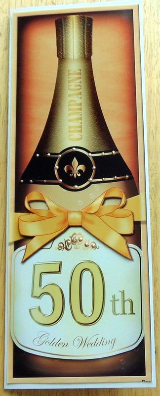 Large Dl Golden Anniversary Champers in a Box 3D Decoupage by Joyce Watson