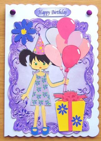 Party Girl with Balloons and Present by Joyce Watson