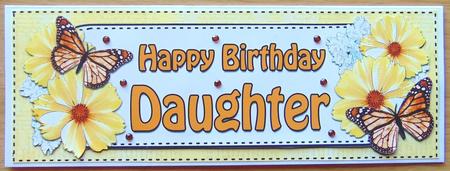 Large Dl Birthday Daughter Floral Butterflies 3D Decoupage by Joyce Watson