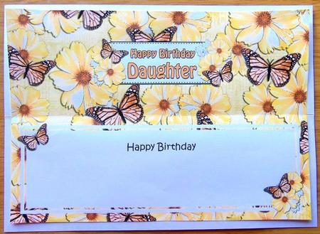 Large Dl Birthday Daughter Floral Butterflies Insert by Joyce Watson