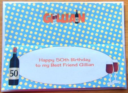 Red Wine & Glasses Gillian 50th Large Dl Insert by Joyce Watson