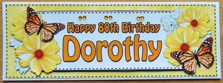 Large Dl 80th Birthday Dorothy Flowers & 3D Decoupage by Joyce Watson