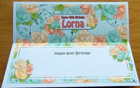 Large Dl 80th Birthday Lorna Roses Insert by Joyce Watson