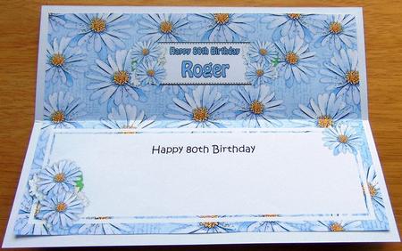 Large Dl 80th Birthday Roger Daisies Insert by Joyce Watson