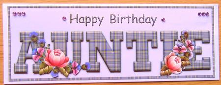 Tartan and Thistles Happy Birthday Auntie Large Dl Word Card by Joyce Watson