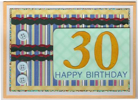 Male Stripes - 30th Birthday Card by Susan Schmidt