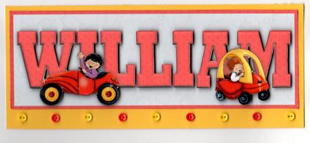 Vroom Vroom William Large Dl Name Card by Susan Schmidt