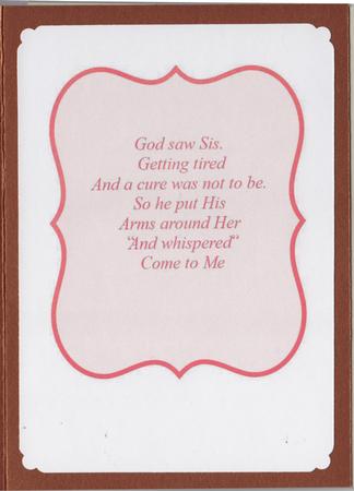 Awareness Ribbon Sis. Insert and Verse by Susan Schmidt