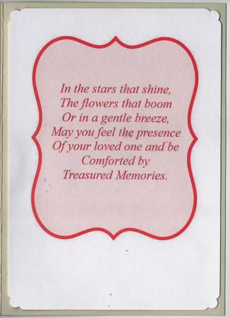 Awareness Ribbon Memories Insert and Verse by Susan Schmidt