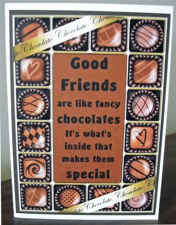 A5 Chocolate Greetings Scallop Corners N Pyramage by Flora Marker
