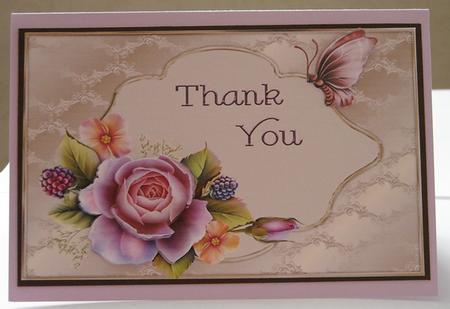 Thanks English Rose Card Front by Flora Marker