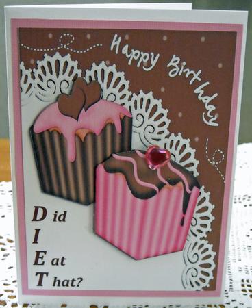 Fondant Fancies Birthday Cakes Quick Card N 3D Decoupage by Flora Marker