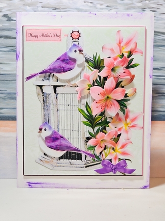Blue Birds and Tiger Lily Flowers and Decoupage by Ada Yue