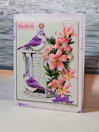 Blue Birds and Tiger Lily Flowers and Decoupage by Ada Yue