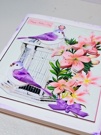 Blue Birds and Tiger Lily Flowers and Decoupage by Ada Yue
