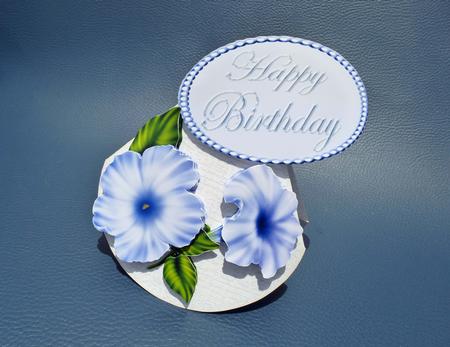 Blue Petunias Wobble Card by Adelheid Roder
