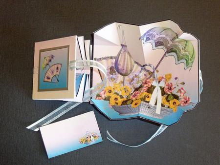 Exploding Card - Parasol and Fan by Adelheid Roder
