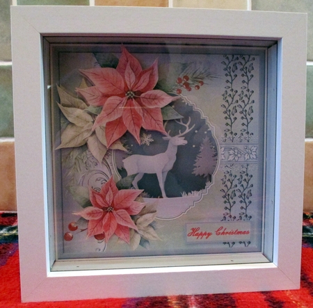 Stag and poinsettias 6x6 by Alan Corker