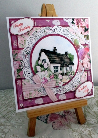 Country Garden 14: Country Cottage 6 x 6 Card Front with Topper and Sentiments Featured Gallery Photo